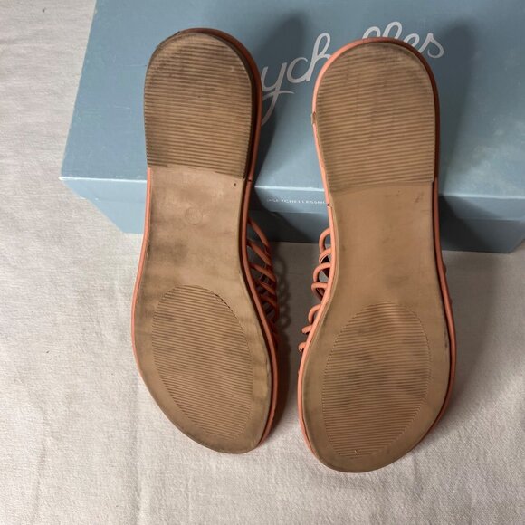 Seychelles-Lulus Size 9 Coral Leather Knotted Strap Slip-On Sandals Comfort - Picture 9 of 16